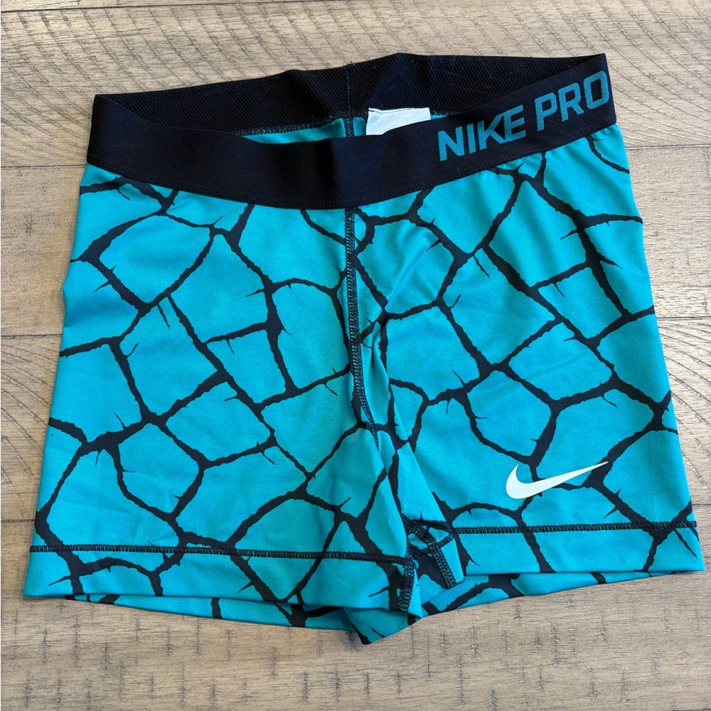 Nike Pro Teal and Black Athletic Shorts